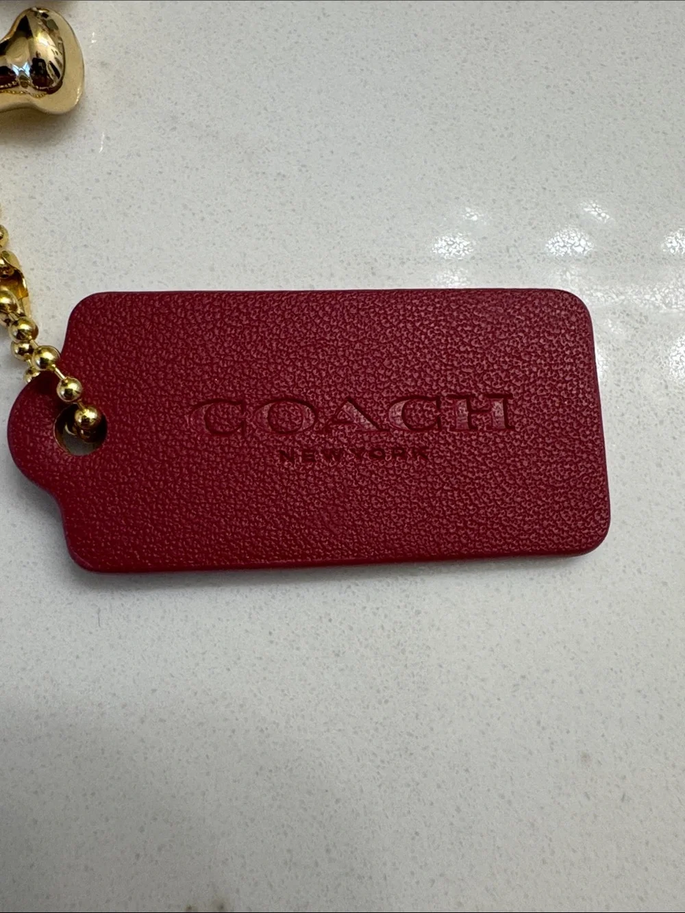 Coach Gold 'C' Charm with Burgundy Leather Tag